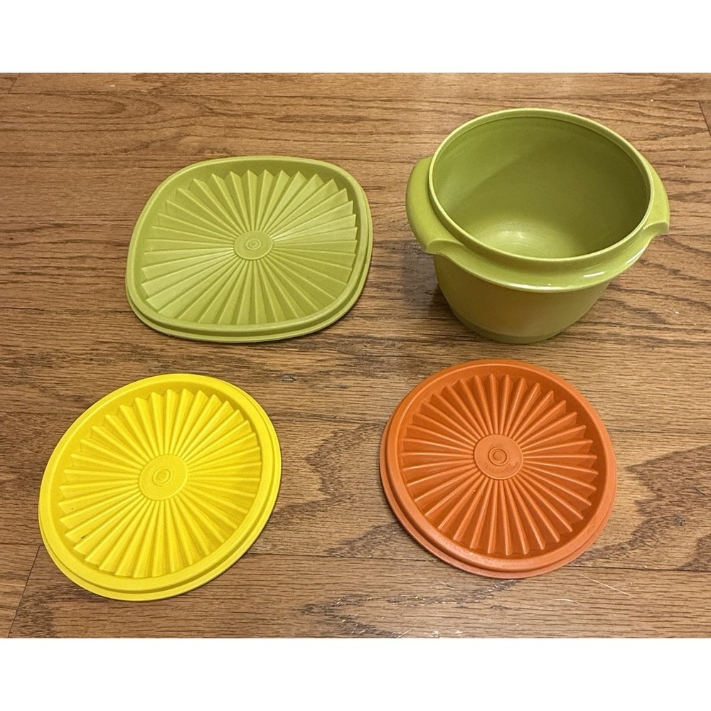 Vintage Tupperware Servalier Bowl 886 Lid Yellow Orange 812 Replacement Lid 841